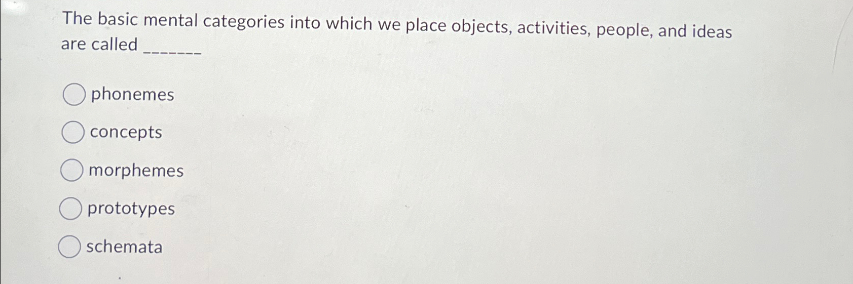 Solved The basic mental categories into which we place | Chegg.com