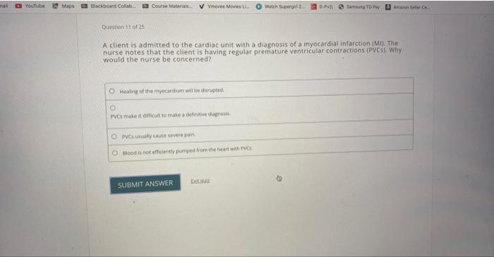 Solved A client is admitted to the cardiac unit with a | Chegg.com