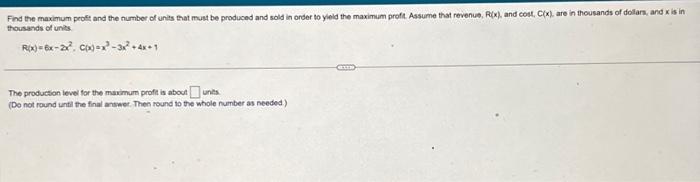 Solved Find the maximum proft and the number of units that | Chegg.com