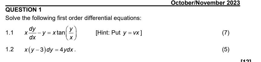 Solved Solve the following first order differential | Chegg.com