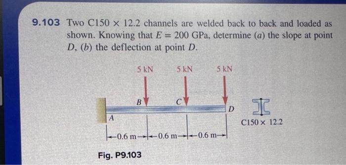 Solved 9.103 Two C150×12.2 channels are welded back to back | Chegg.com
