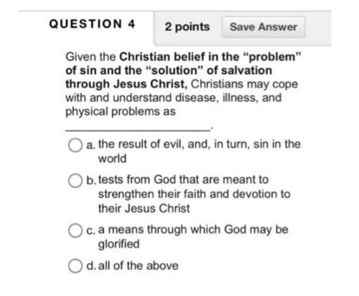 Solved QUESTION 4 2 points Save Answer Given the Christian | Chegg.com