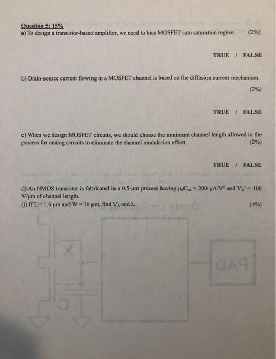Solved Question 5: 15% a) To design a transistor-based | Chegg.com
