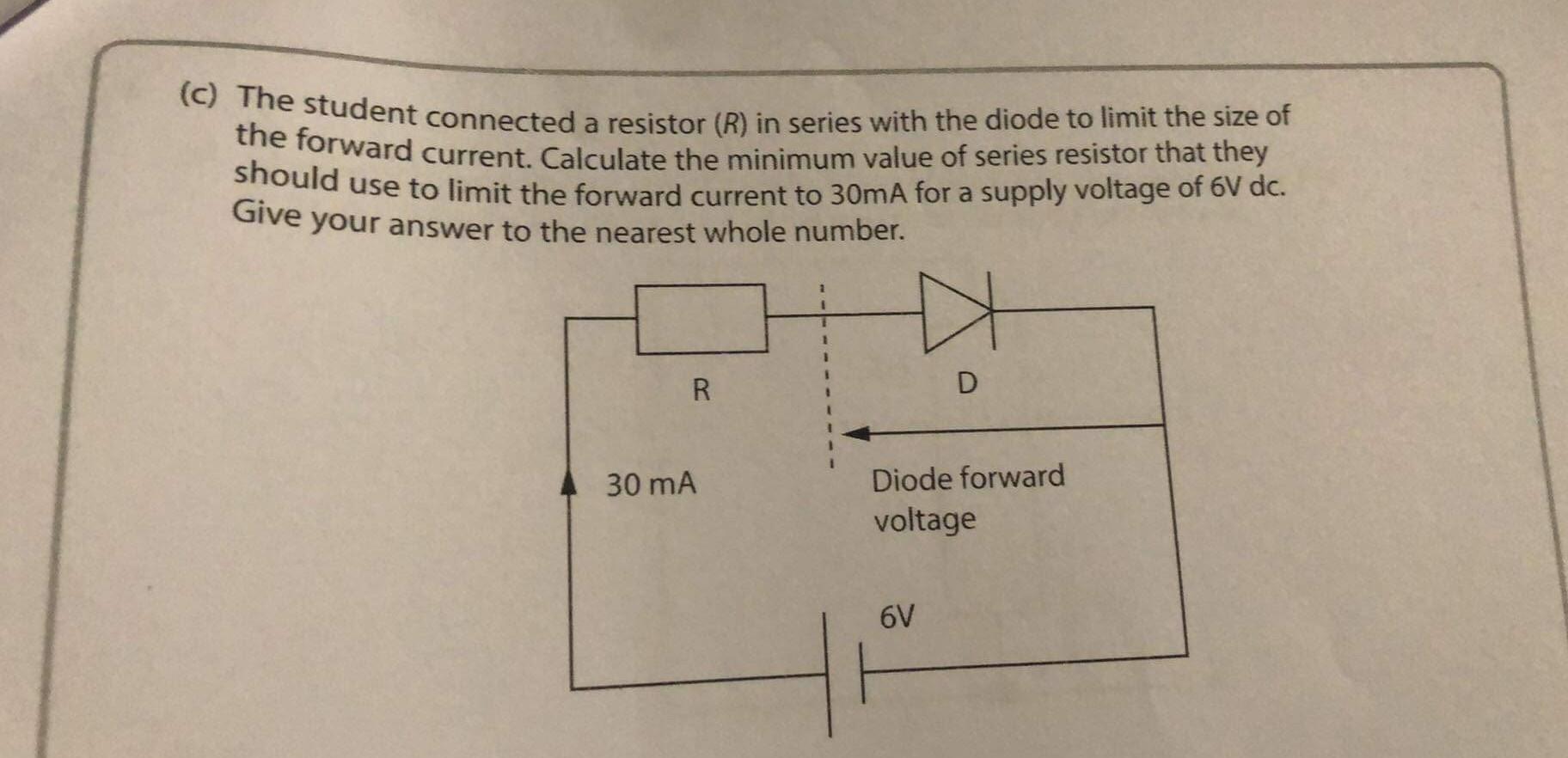 Solved (c) The Student Connected A Resistor (R) In Series | Chegg.com