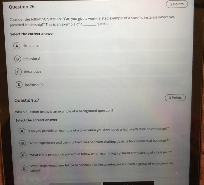 3 PointsQuestion 26Consider The Following Question Can You Give A Work