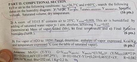 Solved PART II: COMPUTIONAL SECTION. 1) For air to the | Chegg.com