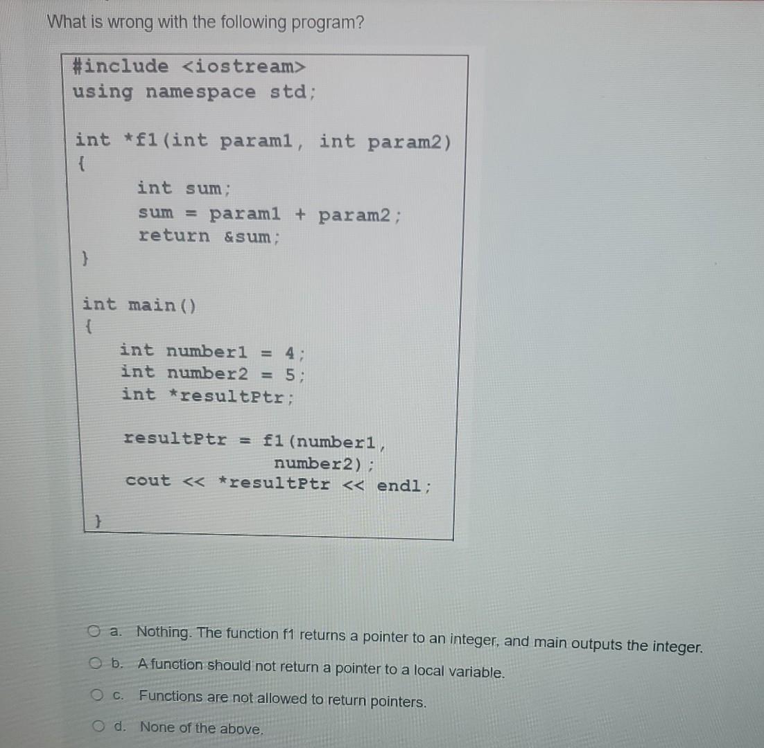 Solved What is wrong with the following program? a. Nothing. | Chegg.com