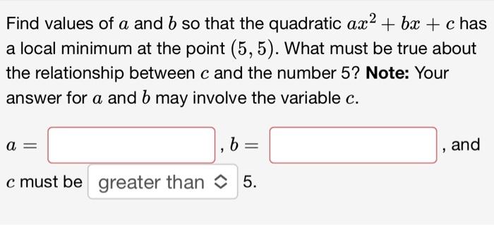 Solved Find Values Of A And B So That The Quadratic Ax² Bx