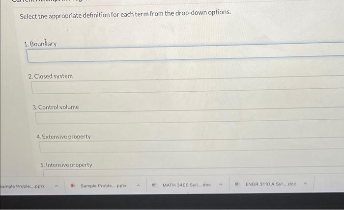 Solved Select the appropriate definition for each term from | Chegg.com