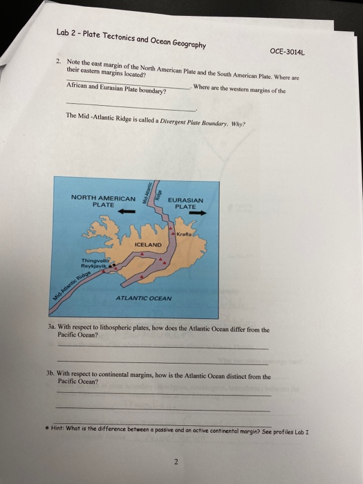 Solved Lab 2 - Plate Tectonics and Ocean Geography OCE-3014L | Chegg.com