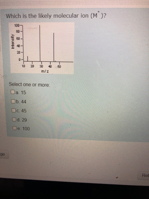 Which Is The Likely Molecular Ion M 100 80 60 Chegg 