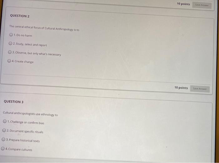 Solved 10 points Save QUESTION 2 The central ethical focus | Chegg.com