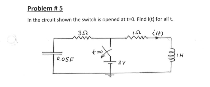 Solved Problem #5 In the circuit shown the switch is opened | Chegg.com