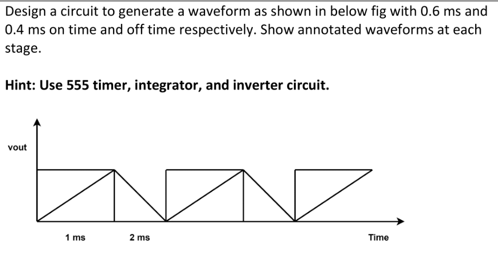 Solved Design a circuit to generate a waveform as shown in | Chegg.com