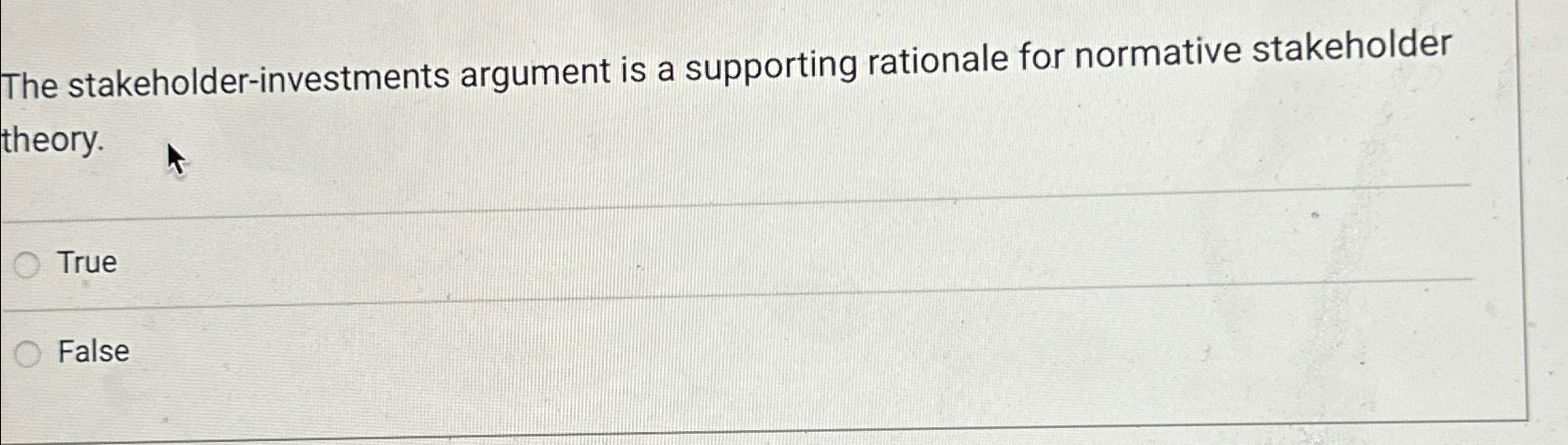 Solved The stakeholder-investments argument is a supporting | Chegg.com