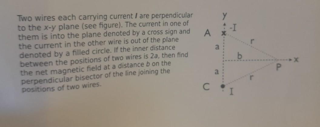 Solved Two Wires Each Carrying Current I Are Perpendicular | Chegg.com