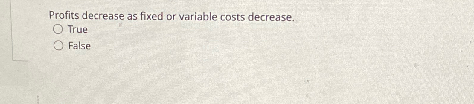 Solved Profits decrease as fixed or variable costs | Chegg.com