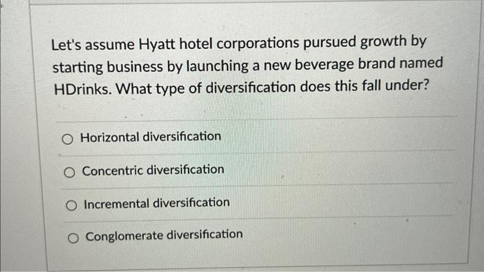 Solved Let's Assume Hyatt Hotel Corporations Pursued Growth | Chegg.com