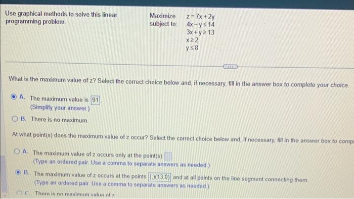 Solved Use graphical methods to solve this linear | Chegg.com