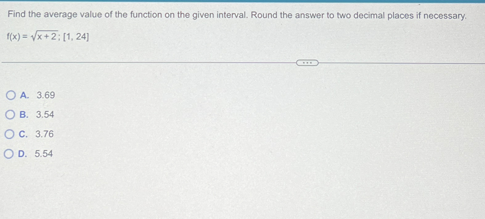 Solved Find the average value of the function on the given | Chegg.com