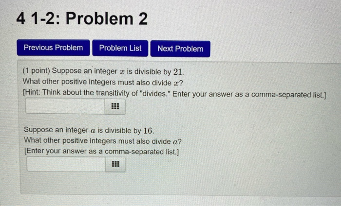 Solved 4 1-2: Problem 2 Previous Problem Problem List Next | Chegg.com