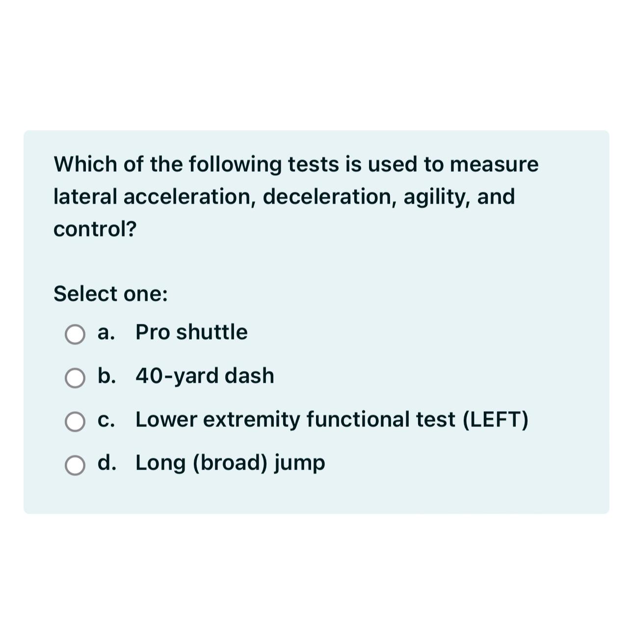 Which Test is used to measure the coordination and Agility of sen