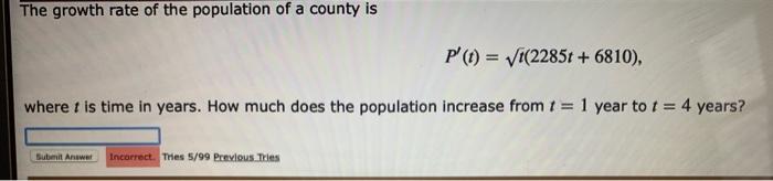 Solved The growth rate of the population of a county is P(t) | Chegg.com