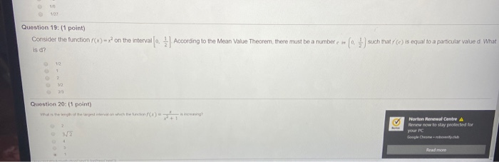 Solved Question 4: (1 point) Find the minimum and maximum | Chegg.com