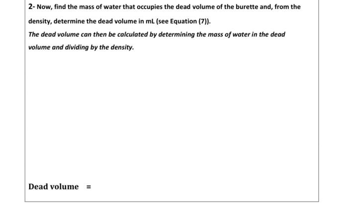 Solved Part A: Measuring the Dead volume for the burette | Chegg.com
