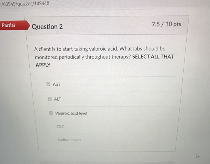 Solved 5/63545/quizzes/149448 Partial Question 2 7.5 / 10 | Chegg.com