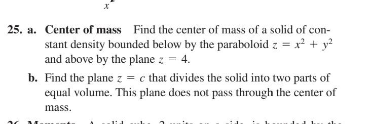 Solved 25. A. Center Of Mass Find The Center Of Mass Of A | Chegg.com