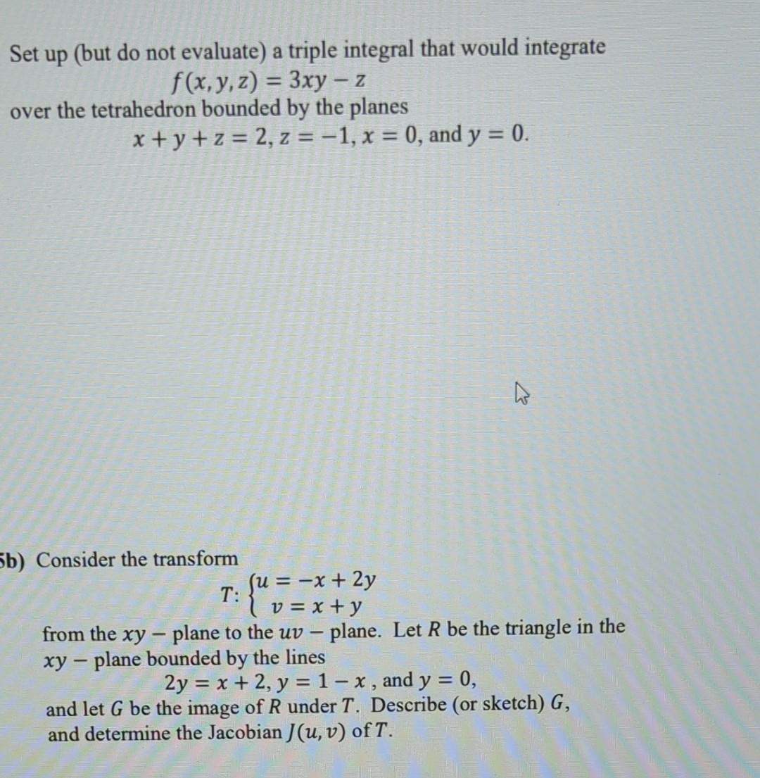 Solved Set up (but do not evaluate) a triple integral that | Chegg.com