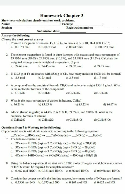 Solved Homework Chapter 3 Show your calculations clearly on | Chegg.com