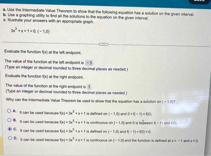 Solved a. Use the Intermediate Value Theorem to show that | Chegg.com
