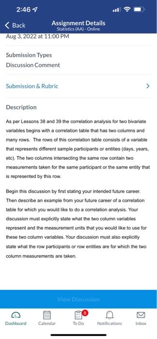 Solved As Per Lessons 38 And 39 The Correlation Analysis For | Chegg.com