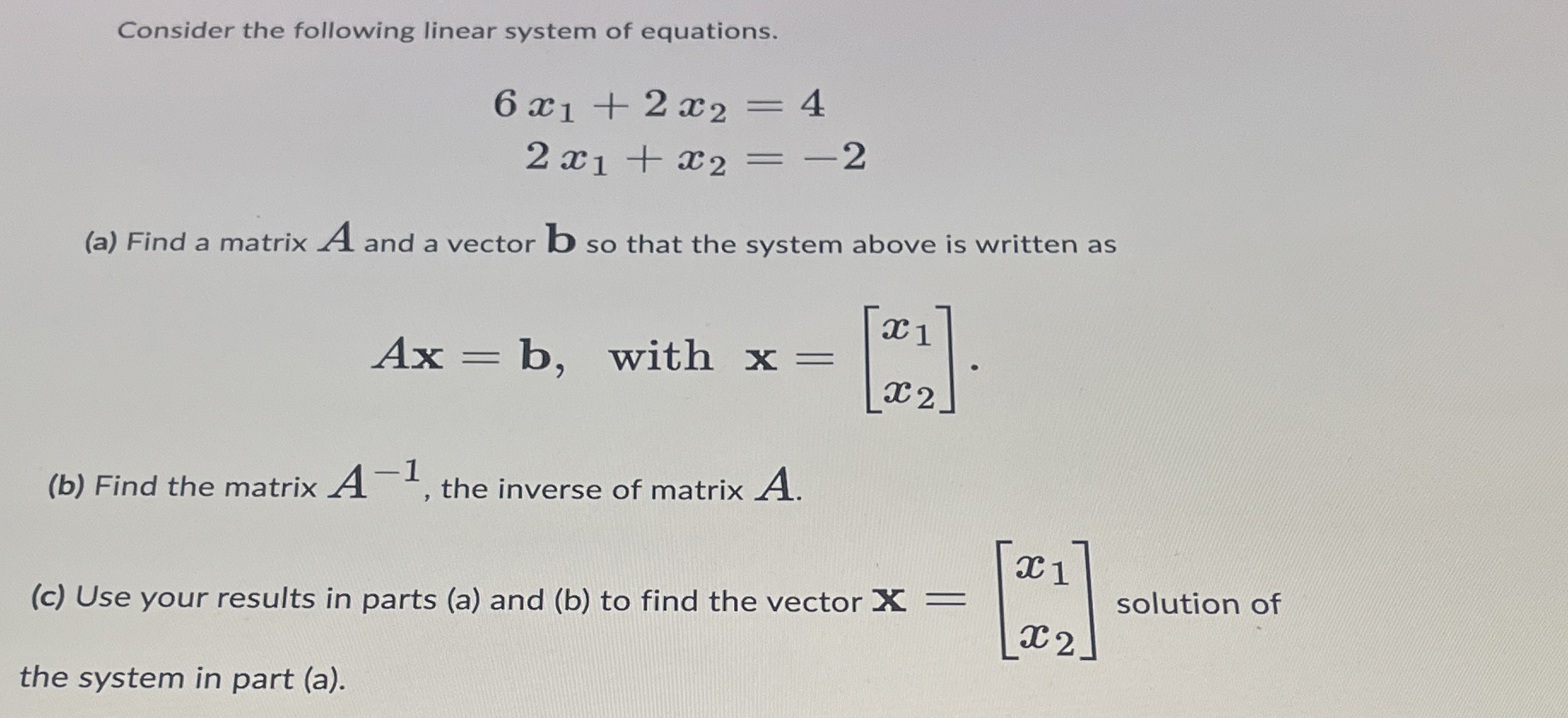 Solved Consider the following linear system of | Chegg.com