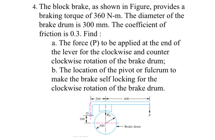 Solved 4. The Block Brake, As Shown In Figure, Provides A | Chegg.com