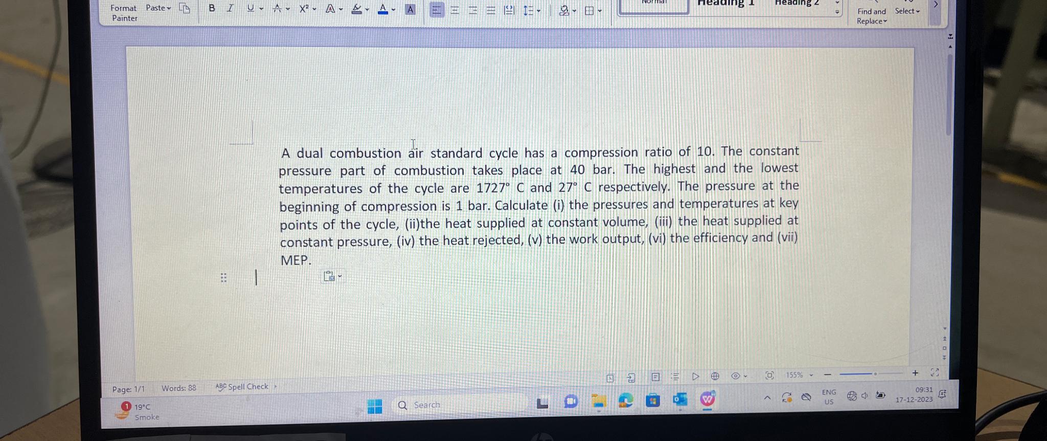 Solved A dual combustion air standard cycle has a | Chegg.com