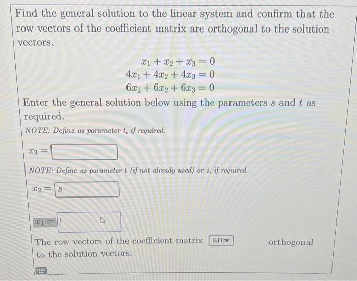 Solved Find the general solution to the linear system and | Chegg.com