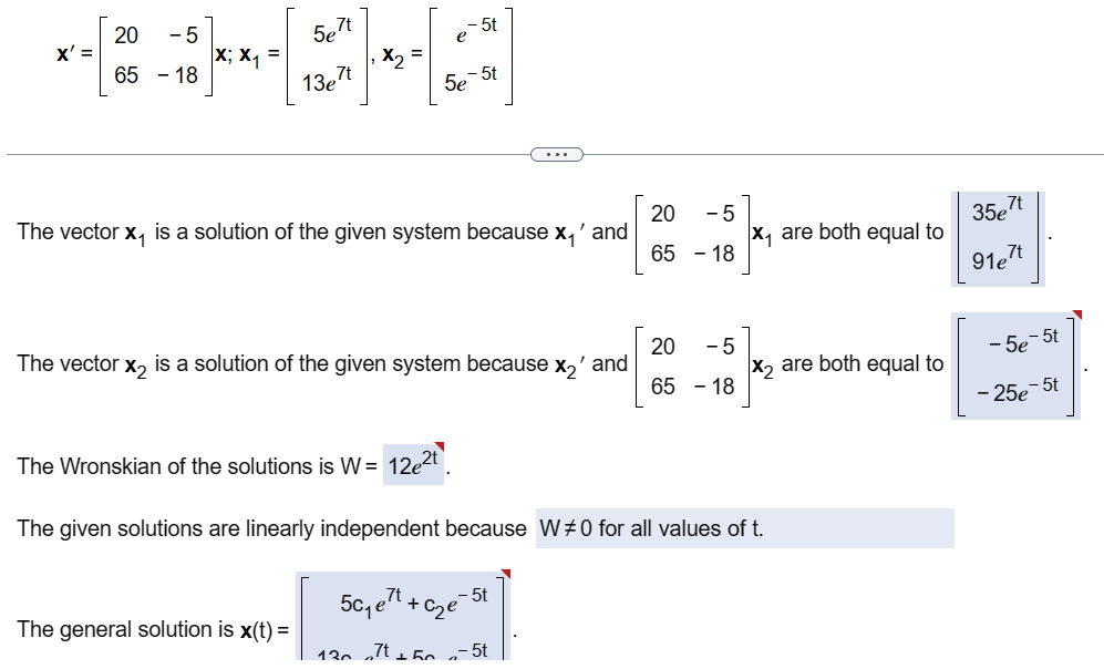 Solved The vector x1 ﻿is a solution of the given system | Chegg.com