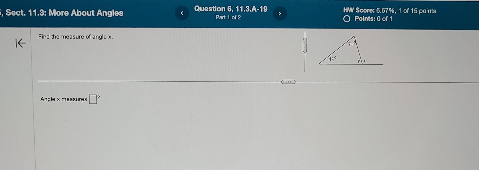 Solved Find the measure of angle x. Angle x measures | Chegg.com
