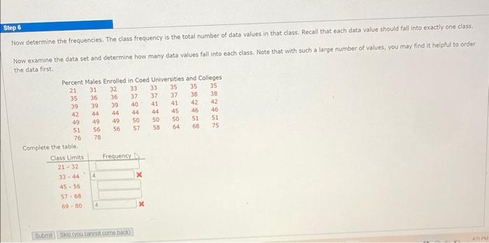 WHAT IS THE FREQUENCY OF THE CLASS WITH THE MOST VALUES visual data 7