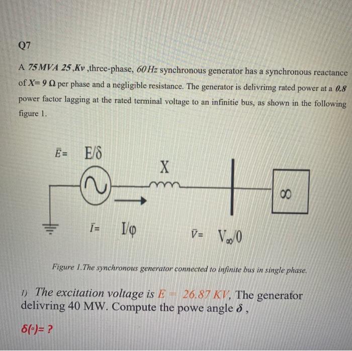 A 75MVA25,Kv, three-phase, 60 Hz synchronous | Chegg.com