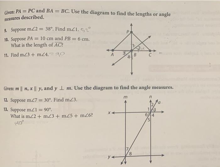 Solved Given PA PC and BA BC. Use the diagram to find Chegg