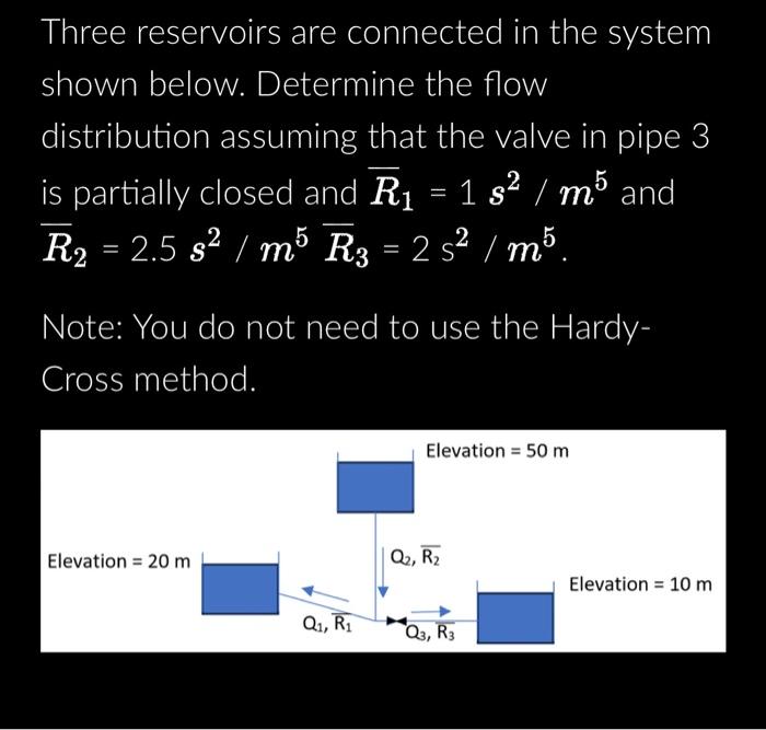 Solved Three Reservoirs Are Connected In The System Shown | Chegg.com