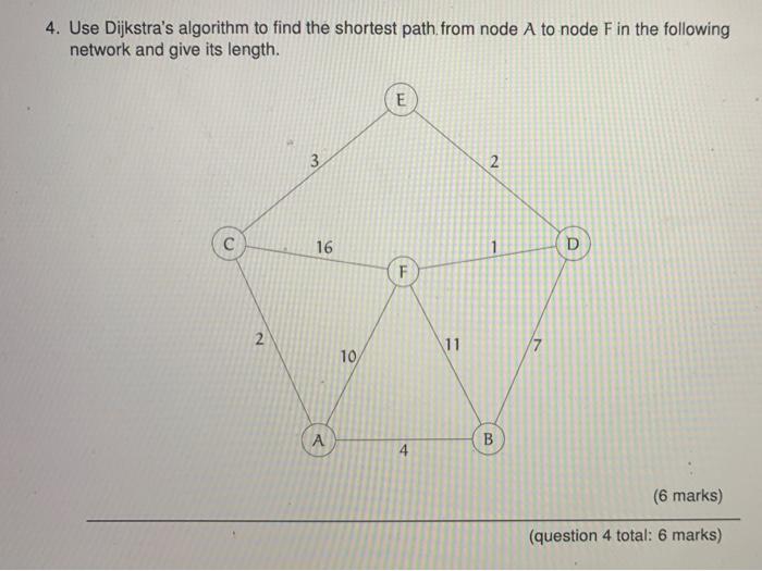 Solved 4. Use Dijkstra's algorithm to find the shortest path | Chegg.com