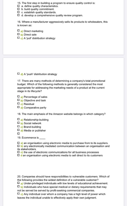 Solved 15. The first step in building a program to ensure | Chegg.com