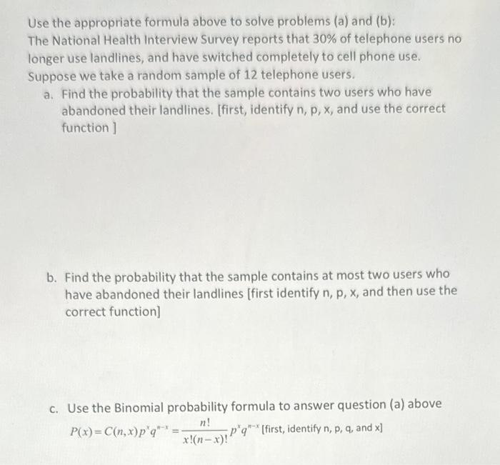 Solved Use the appropriate formula above to solve problems | Chegg.com