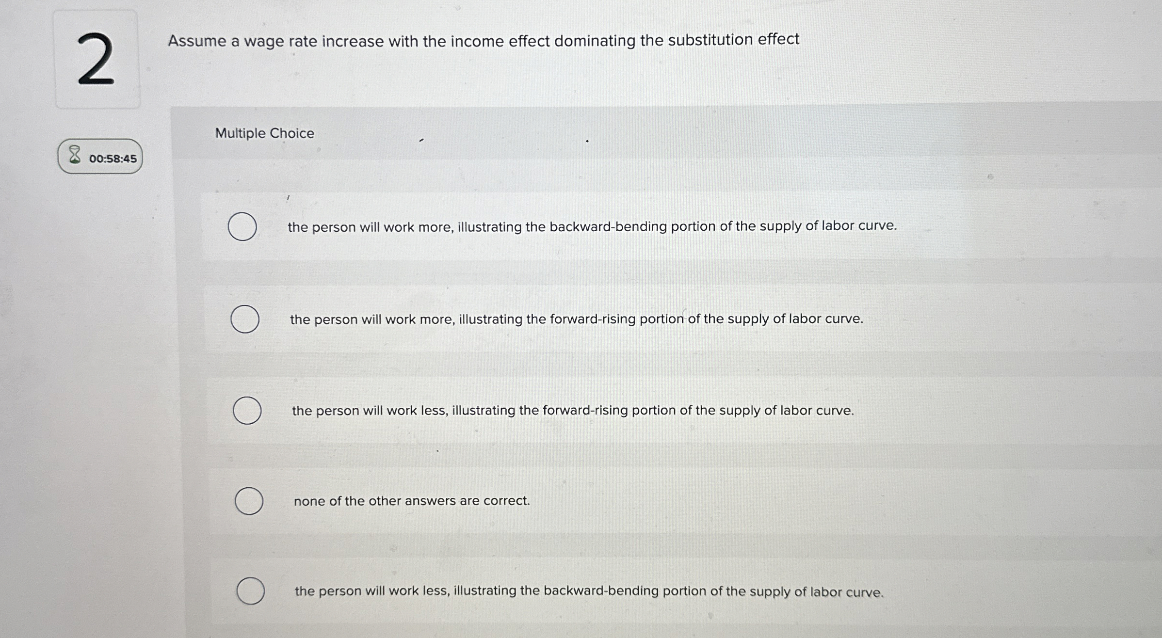 Solved 2Assume a wage rate increase with the income effect | Chegg.com