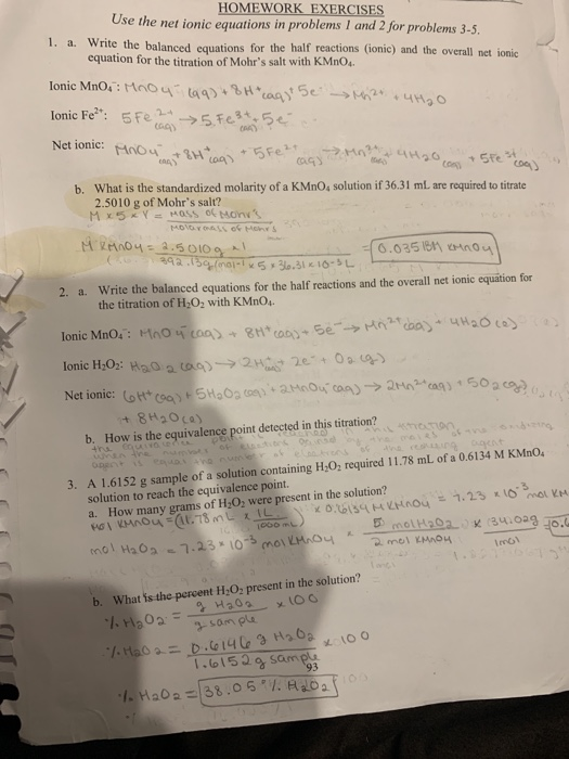 Solved EXPERIMENT 7 OXIDATIONREDUCTION TITRATIONS 4.